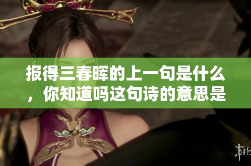 报得三春晖的上一句是什么，你知道吗这句诗的意思是什么呢