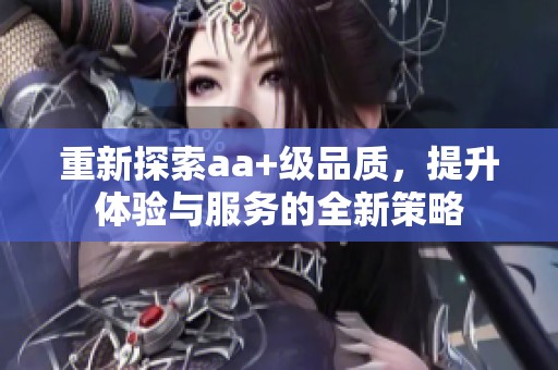 重新探索aa+级品质，提升体验与服务的全新策略