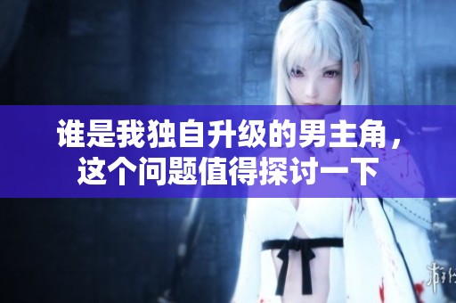 谁是我独自升级的男主角，这个问题值得探讨一下