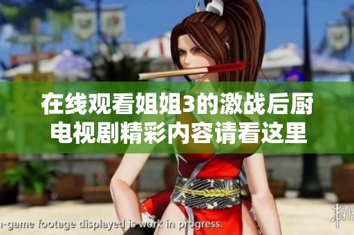 在线观看姐姐3的激战后厨电视剧精彩内容请看这里