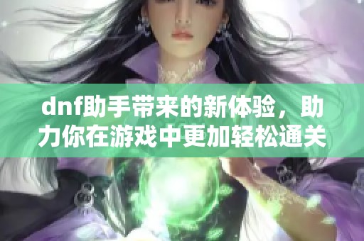 dnf助手带来的新体验，助力你在游戏中更加轻松通关