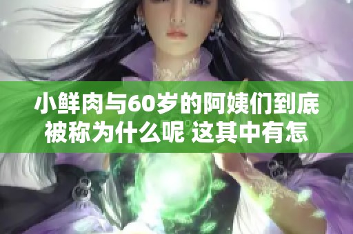 小鲜肉与60岁的阿姨们到底被称为什么呢 这其中有怎样的故事呢