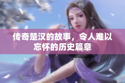 传奇楚汉的故事，令人难以忘怀的历史篇章