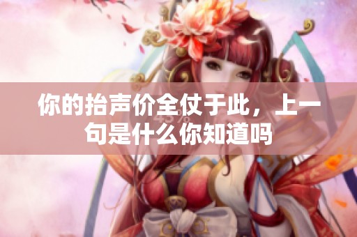 你的抬声价全仗于此，上一句是什么你知道吗