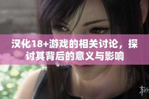 汉化18+游戏的相关讨论，探讨其背后的意义与影响