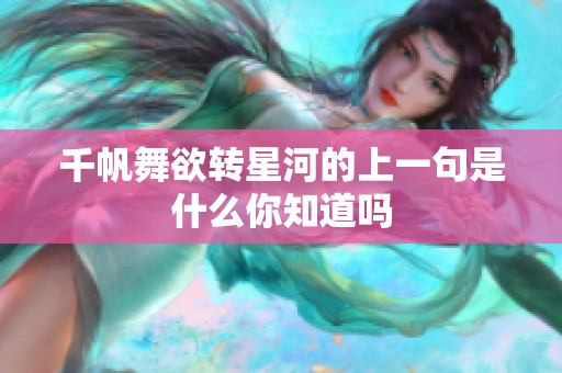 千帆舞欲转星河的上一句是什么你知道吗