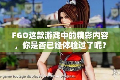 FGO这款游戏中的精彩内容，你是否已经体验过了呢？