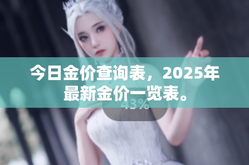 今日金价查询表，2025年最新金价一览表。