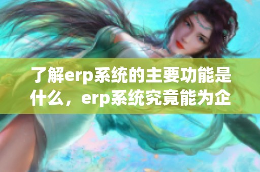 了解erp系统的主要功能是什么，erp系统究竟能为企业做些什么呢