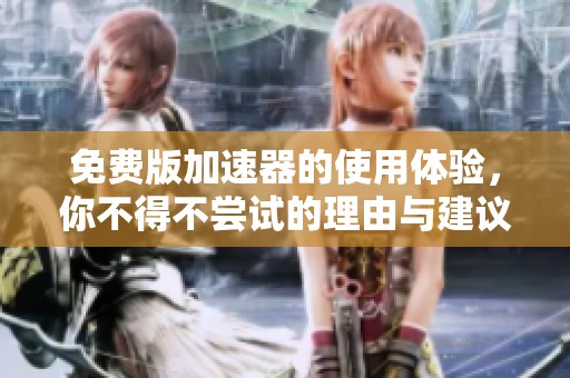 免费版加速器的使用体验，你不得不尝试的理由与建议