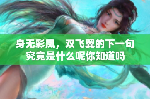 身无彩凤，双飞翼的下一句究竟是什么呢你知道吗