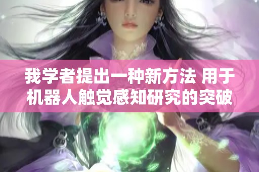 我学者提出一种新方法 用于机器人触觉感知研究的突破