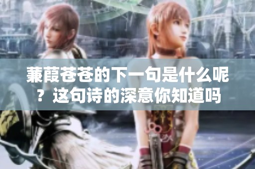蒹葭苍苍的下一句是什么呢？这句诗的深意你知道吗