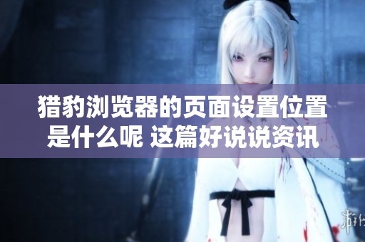 猎豹浏览器的页面设置位置是什么呢 这篇好说说资讯来告诉你
